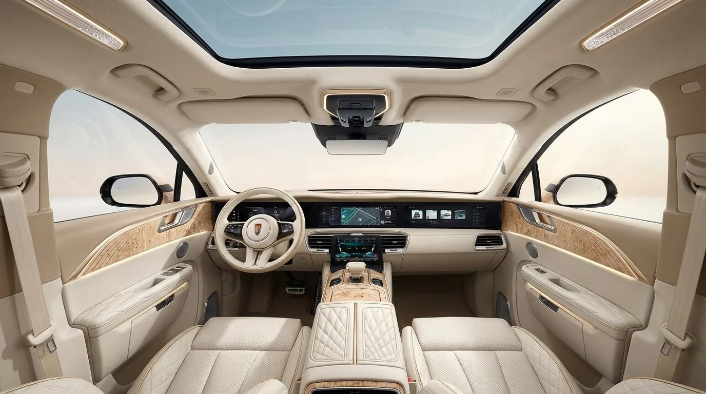 E-HS9 luxury interior with quilted leather