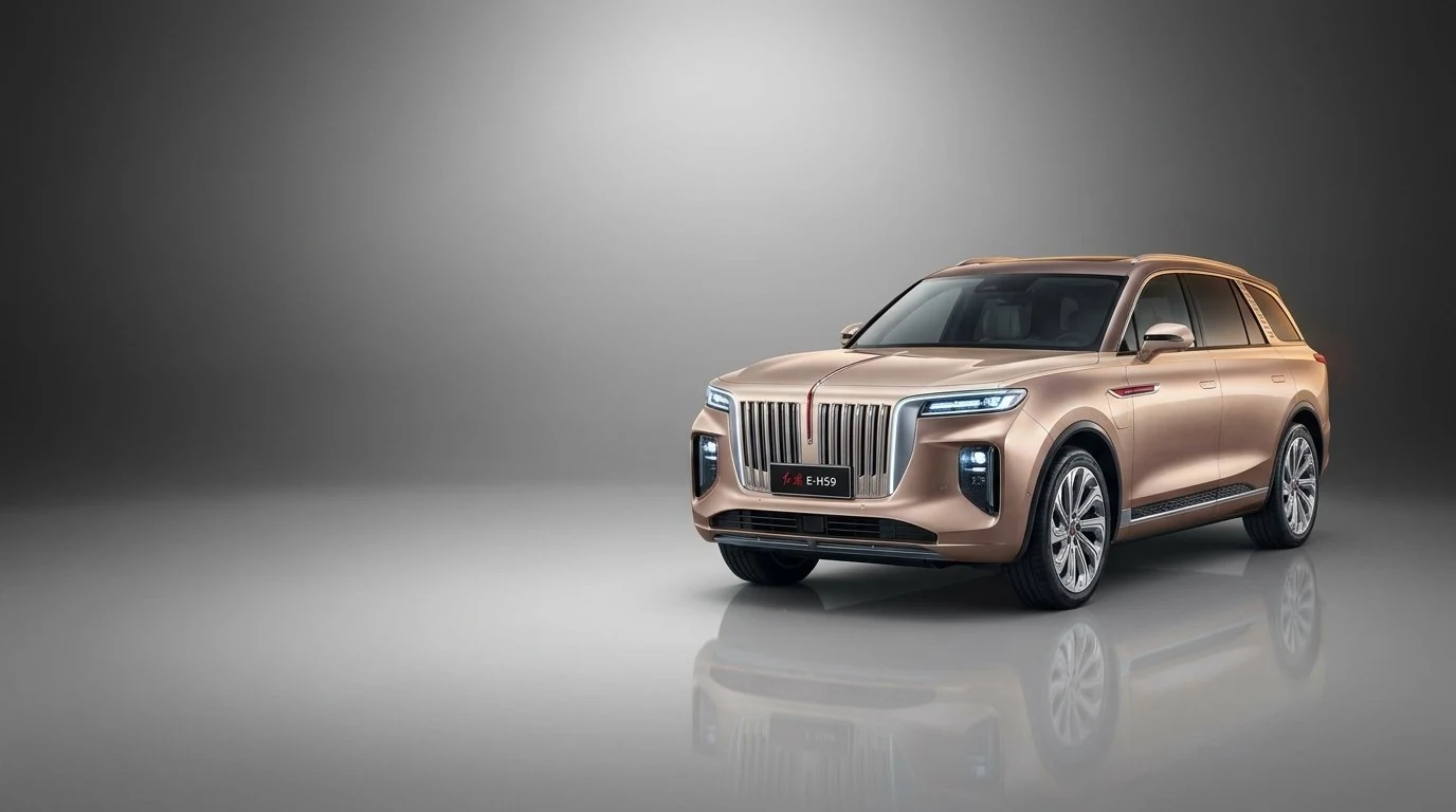 Hongqi E-HS9 luxury electric SUV in champagne silver